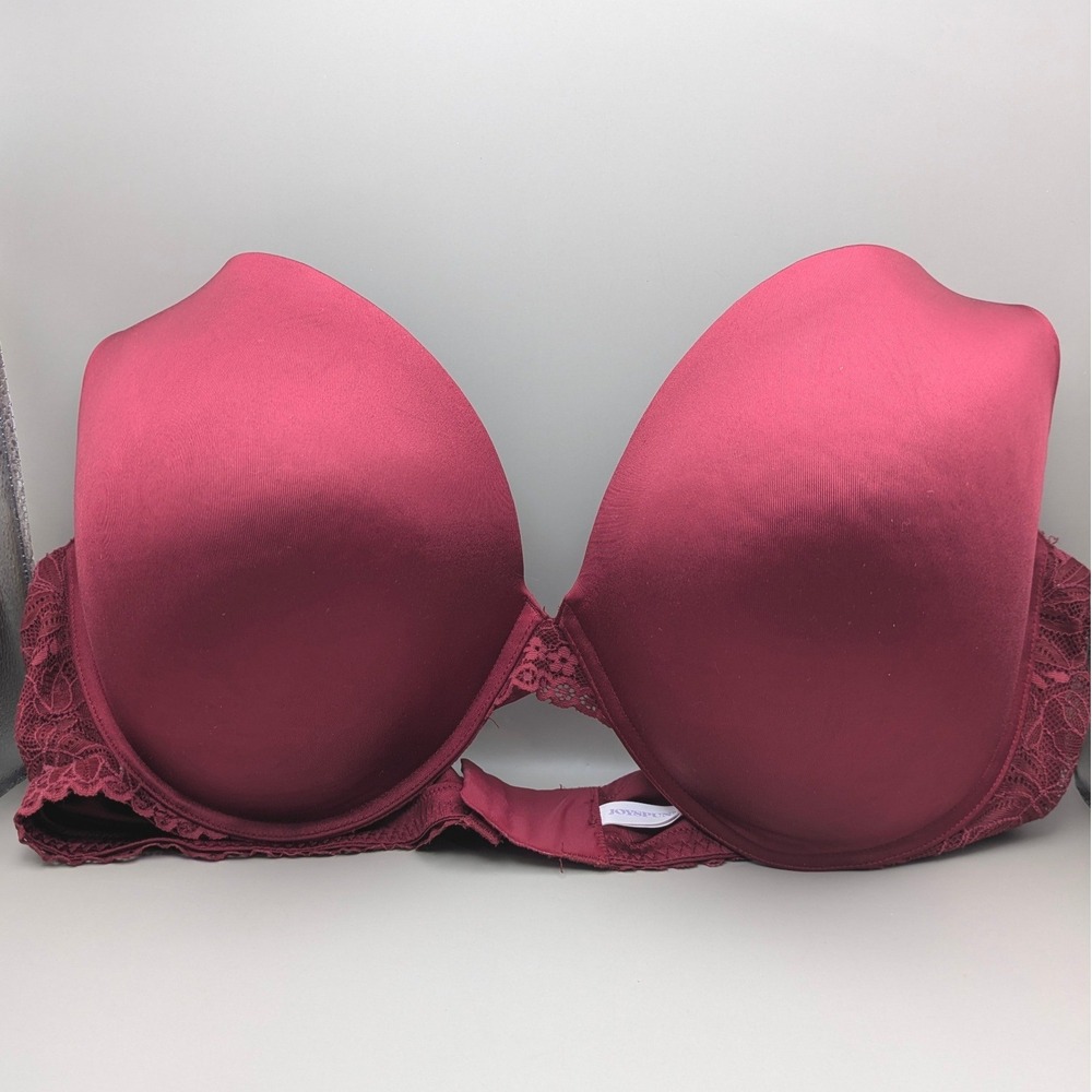 Joyspun T-Shirt Bra Wine Burgundy Lace Trim Full Coverage JS84003-24R‎ Sz 46DDD